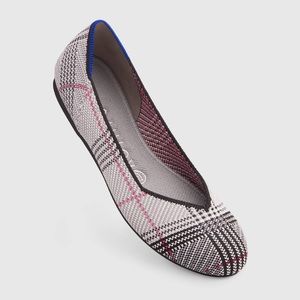 Retired Rothy’s ‘The Flat’ Grey Glen Plaid Flats Shoes Size 9.5